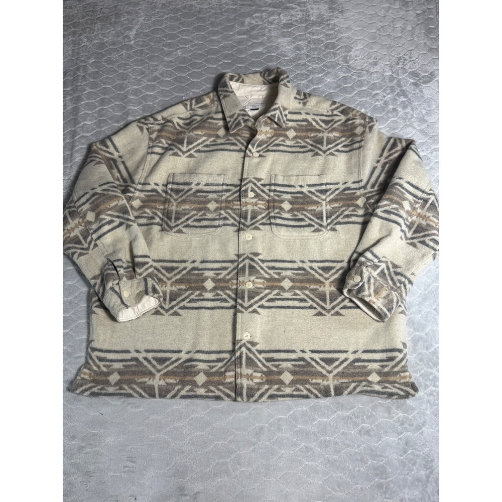 American Eagle Mens XXL Aztec Southwestern Wool Blend Shacket Shirt Jacket Tan